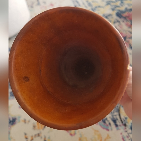 1960s Haitian Hand Carved Wood Vase Boho - Picture 3 of 8